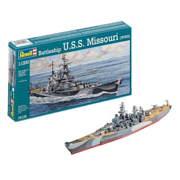 KIT PARA MONTAR REVELL BARCO DE GUERRA U.S.S. MISSOURI WWII 1/1200 27 PEÇAS REV 05128